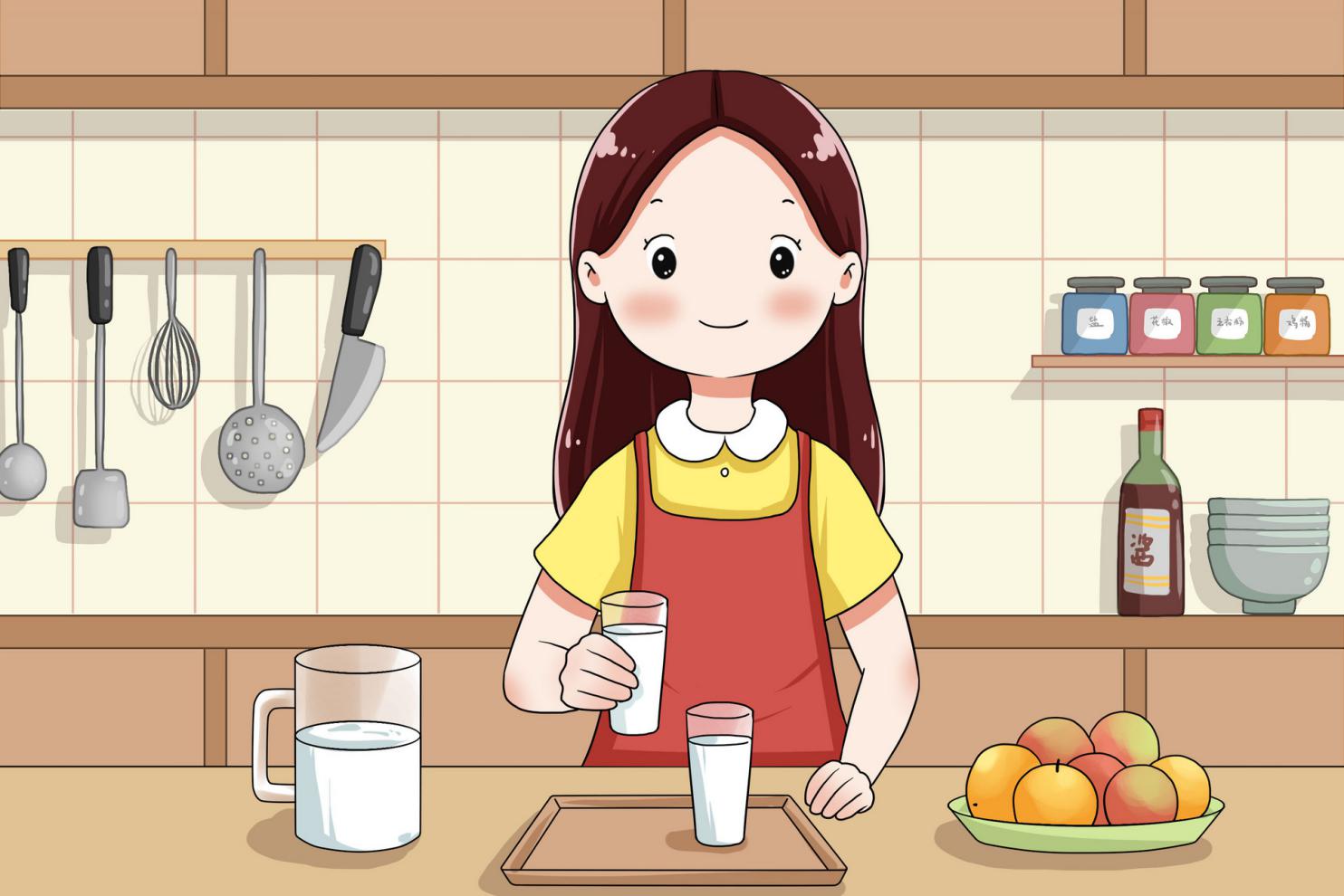 摄图网_401743399_banner_女孩在厨房准备牛奶（非企业商用）