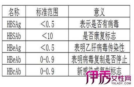 乙肝五项对照表的意义